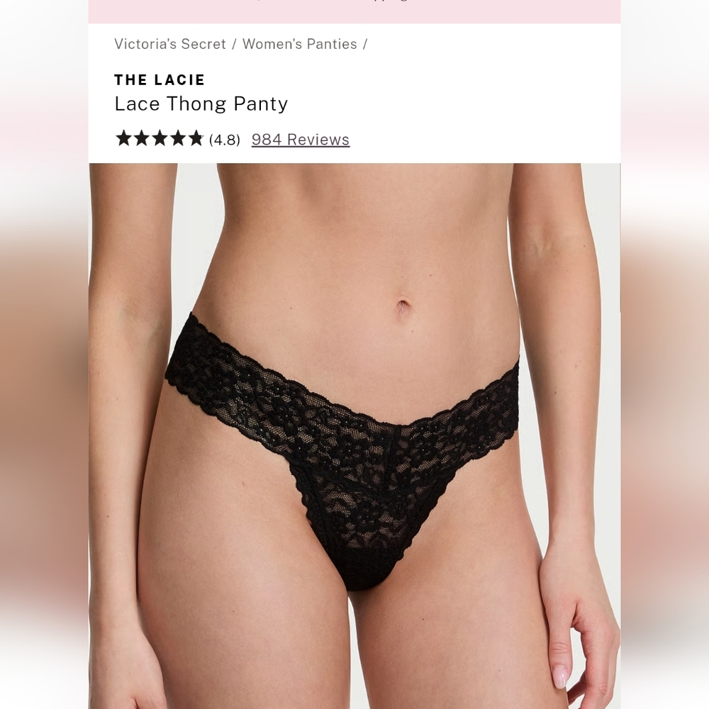 NWT GENUINE VICTORIA SECRET SEXY BLACK LACE Thong panties ♥️ size XS